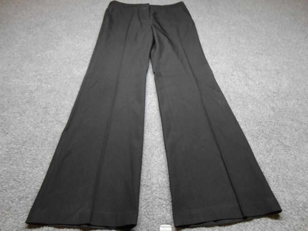 Helmut Lang Pants Womens 4 Black Wool Twill Wide Leg Stretch Dress Work Office